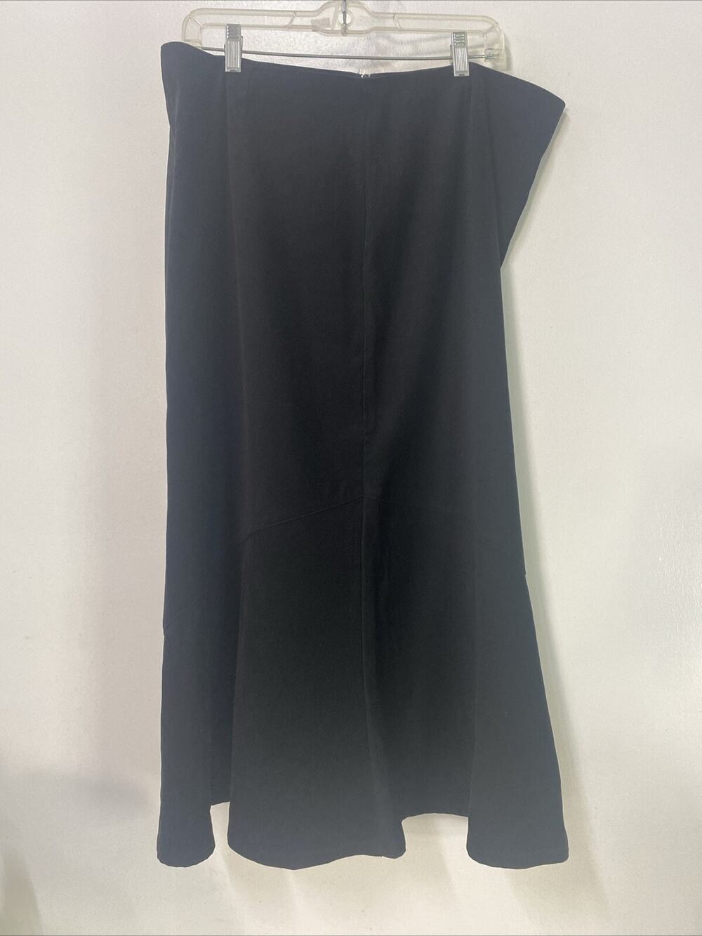 Vintage White Stag Sueded Skirt Stretch Long Womens Size 18 P Black Flare Bottom